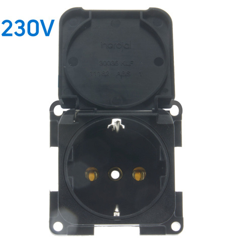 BBAtechniek artnr. 45158 - S 30.000 230V contactdoos Schuko zwart (1x)