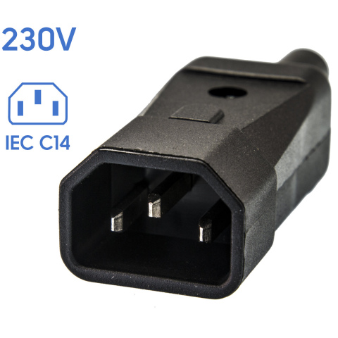 Contrastekker male C14 pennen recht zwart (1x)