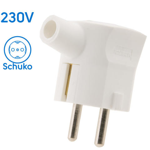 BBAtechniek artnr. 27068 - Stekker 230V met randaarde en tule haaks wit (10x)