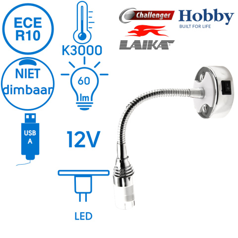 Venice flex LED lamp 12V 1W 3000K 60lm USB (1x)