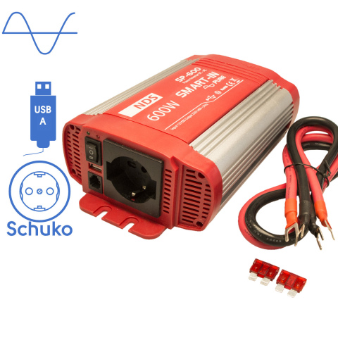 BBAtechniek artnr. 57005 - NDS SP-600 inverter 12V 600W USB-uitgang (1x)
