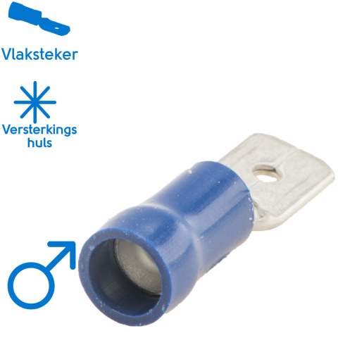 BBAtechniek artnr. 11394 - Vlaksteker 6.3x0.8mm* blauw (100x)