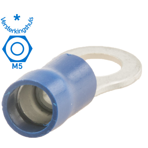 BBAtechniek artnr. 11003 - Kabelschoen ring M5 Ø5.3mm* blauw (50x)