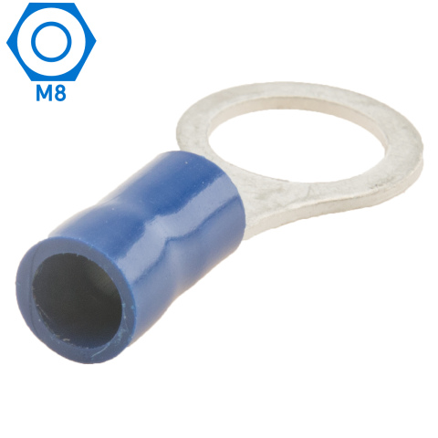 BBAtechniek artnr. 11013 - Kabelschoen ring M8 Ø8.4mm blauw (100x)