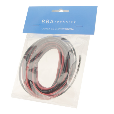 BBAtechniek artnr. 17689 - Kabel 2-aderig 2x1.5mm² zwart/zwartrood (5m)