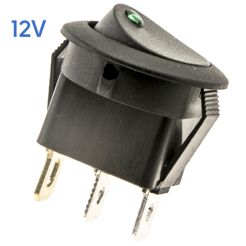 BBAtechniek artnr. 8849 - 12V 16A 3-polig On-Off schakelaar groene LED (1x)