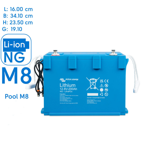 LiFePO4 accu 12.8V 200Ah NG  M8 (1x)