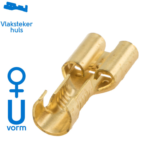 Vlakstekerhuls messing 6.3 0.5 -1.5mm² (100x)