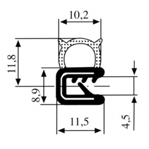 BBAtechniek artnr. 66233 - Klemprofiel met sponsrubber zijkant 1-3mm (5m)