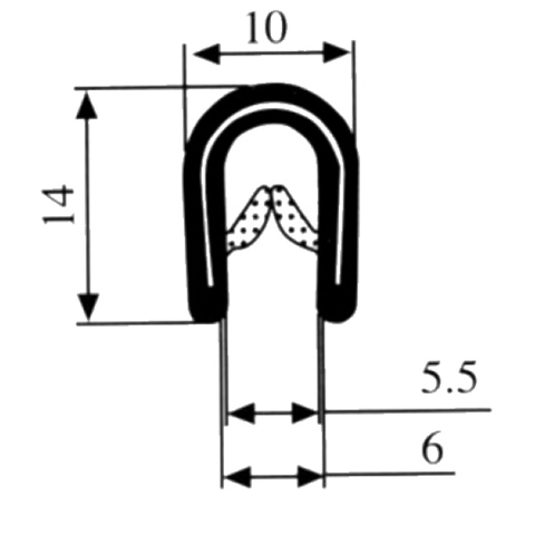 BBAtechniek artnr. 66261 - BBA klemprofiel voor plaatdikte 2-5mm zwart (1m)