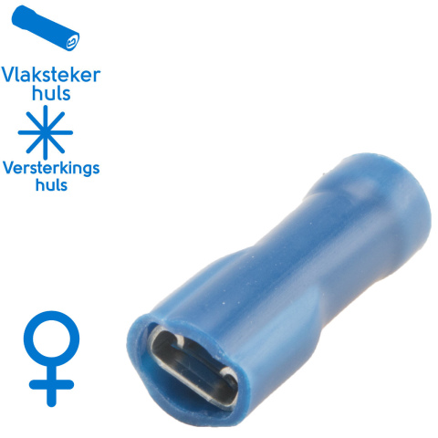 BBAtechniek artnr. 11399 - Vlakstekerhuls 4.8x0.5mm* blauw (50x)