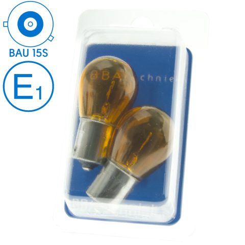 BBAtechniek artnr. 17572 - BAU15S 12V 21W BS581 lamp oranje (2x)