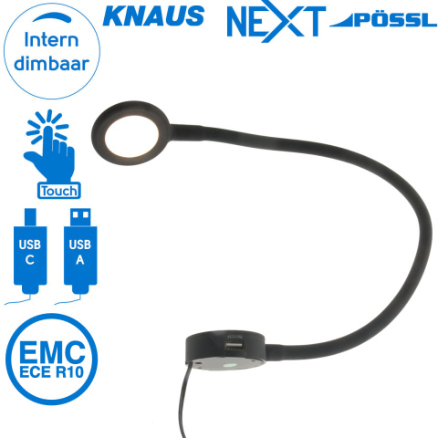 BBAtechniek artnr. 45152 - Siliconen LED flex 12V 2.1W USB 1A + USB-C 2A (1x)