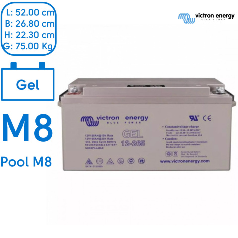 BBAtechniek artnr. 90055 - Victron Gel accu 12V 265Ah M8 (1x) 