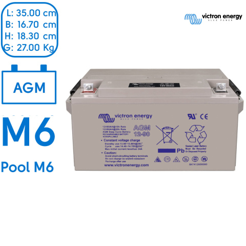 BBAtechniek artnr. 90051 - 12V 90Ah Victron AGM Accu M6 (1x)
