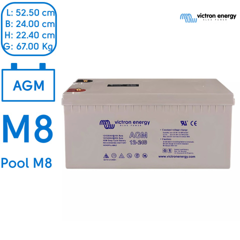 BBAtechniek artnr. 90053 - 12V 240Ah Victron AGM Accu M8 (1x)