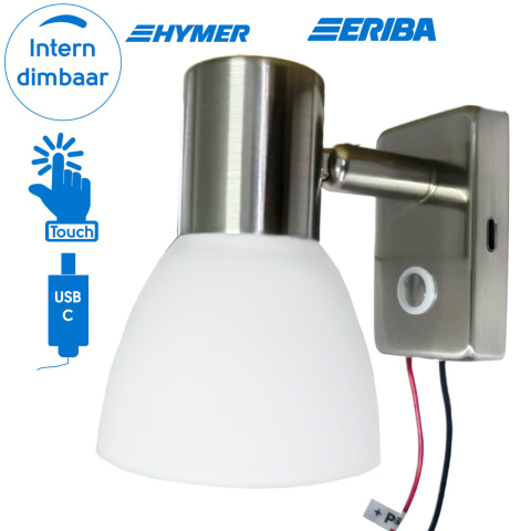 BBAtechniek artnr. 65549 - Faretto PowerLED 12V 3W geborsteld alu USB-C (1x)