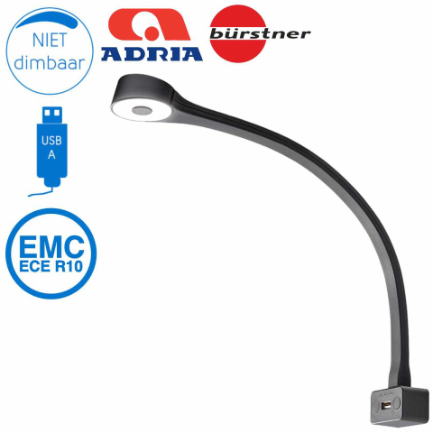 BBAtechniek artnr. 45129 - Cordoba flex LED 12V 1.3W 4100K 90lm USB zwart(1x)