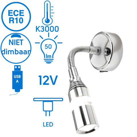 Florence flex LED lamp 12V 1W 3000K 50lm USB (1x)
