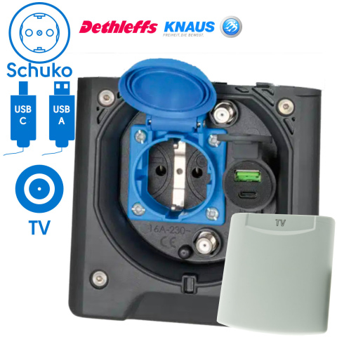 BBAtechniek artnr. 45187 - Voortent aansluiting CEE 230V / TV / USB-A/C (1x)