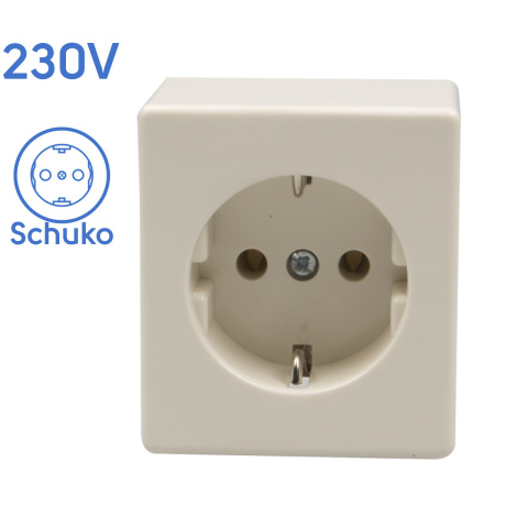 BBAtechniek artnr. 27026 - 230V enkel stopcontact opbouw met randaarde (1x)