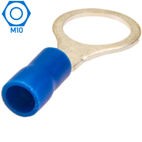 BBAtechniek artnr. 11019 - Kabelschoen ring M10 Ø10.5mm blauw (100x)