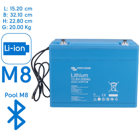 BBAtechniek artnr. 8587 - Victron Lithium accu 12.8V 200Ah Smart (1x)