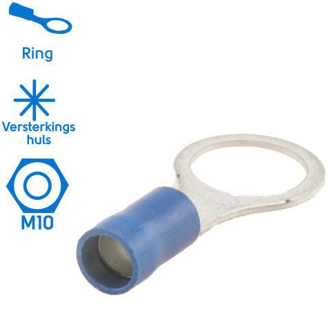 BBAtechniek artnr. 11022 - Kabelschoen ring M10 Ø10.5mm* blauw (100x)
