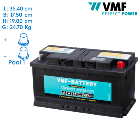 BBAtechniek artnr. 37038 - 12V 100Ah VMF start accu (1x)