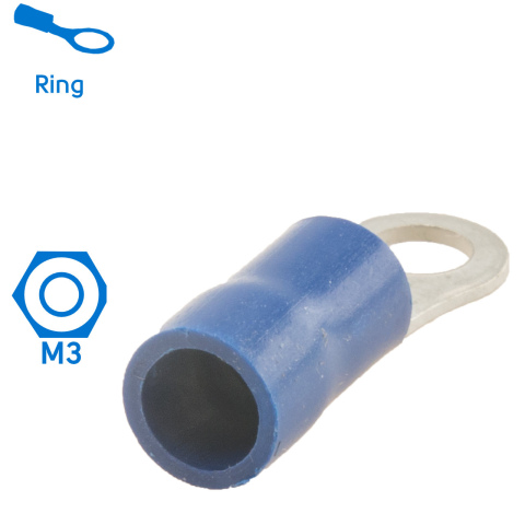 BBAtechniek artnr. 10989 - Kabelschoen ring M3 Ø3.7mm blauw (100x)