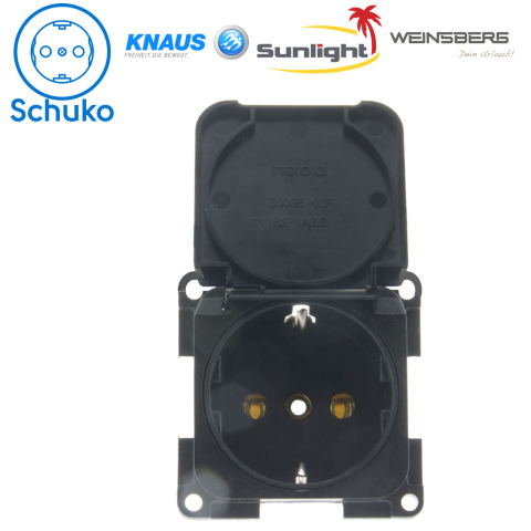 BBAtechniek artnr. 45158 - S 30.000 230V contactdoos Schuko zwart (1x)
