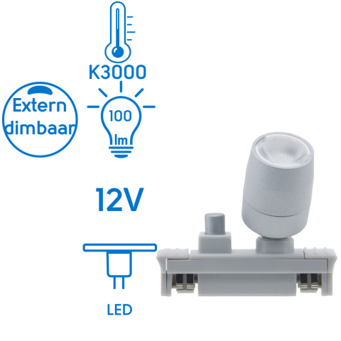 BBAtechniek artnr. 65572 - Rialto S LED spot met schakelaar 12V 1W (1x)