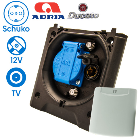 BBAtechniek artnr. 45207 - Voortent aansluiting CEE 230V  / TV / 12V (1x)