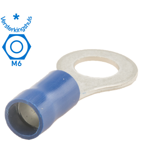 BBAtechniek artnr. 11009 - Kabelschoen ring M6 Ø6.4mm* blauw (50x)