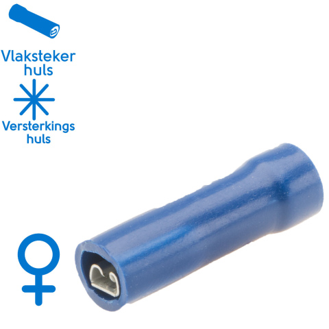 BBAtechniek artnr. 11397 - Vlakstekerhuls 2.8x0.5mm* blauw (100x)