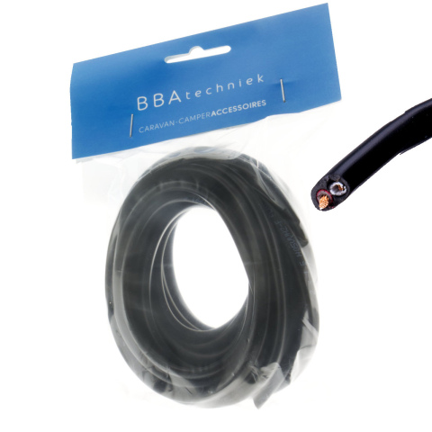 BBAtechniek artnr. 17764 - Kabel 2-aderig 2x1.5mm2 zwart-zwart/rood plat (5m)