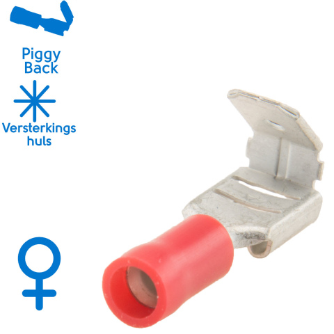 BBAtechniek artnr. 11276 - Vlakstekerhuls 6.3x0.8mm* rood (50x)