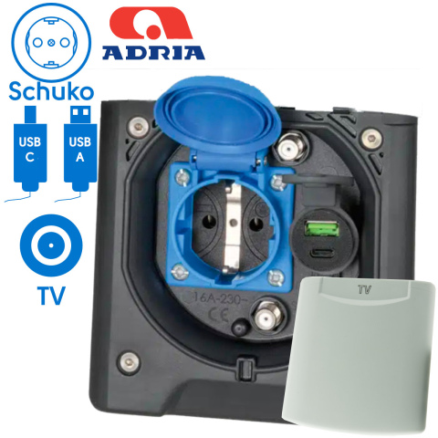 BBAtechniek artnr. 45186 - Voortent aansluiting CEE 230V / TV / USB-A/C (1x)