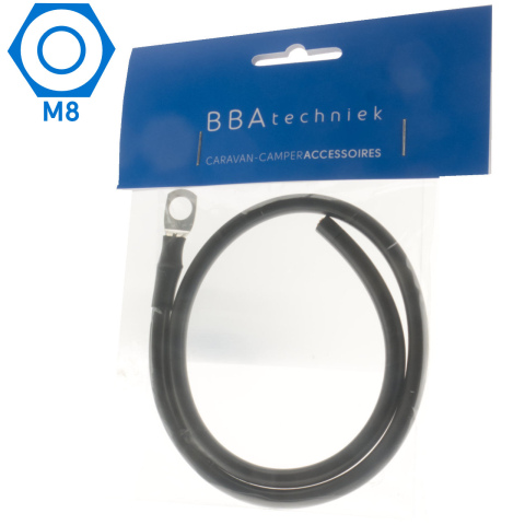 BBAtechniek artnr. 8922 - 10mm2 accu kabel flexibel zwart M8 (0.5m)