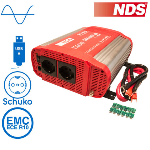BBAtechniek artnr. 57007 - NDS SP-1500 inverter 12V 1500W USB-uitgang (1x)