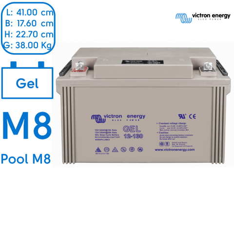 BBAtechniek artnr. 90056 - Victron Gel accu 12V 130Ah M8 (1x)