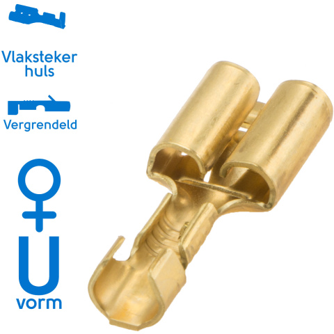 BBAtechniek artnr. 12078 - Vlakstekerhuls messing 6.3 0.5-1.5mm² (100x)