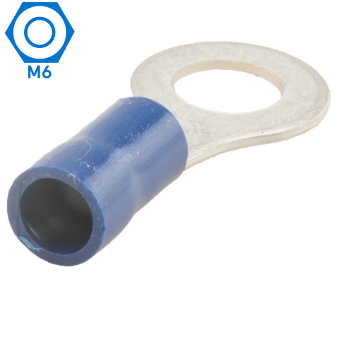 BBAtechniek artnr. 11006 - Kabelschoen ring M6 Ø6.4mm blauw (50x)