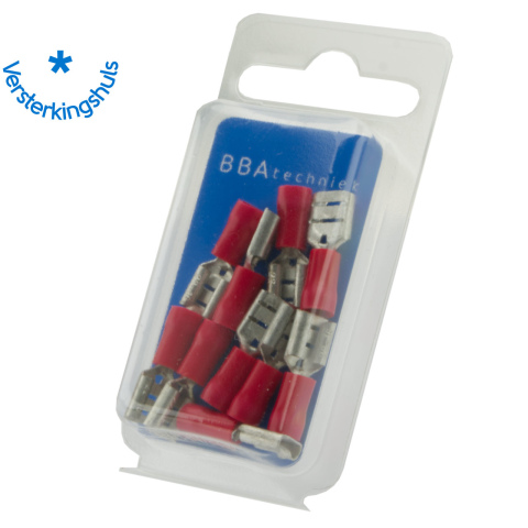 BBAtechniek artnr. 16972 - Vlakstekerhuls 6.3x0.8mm* rood (10x)