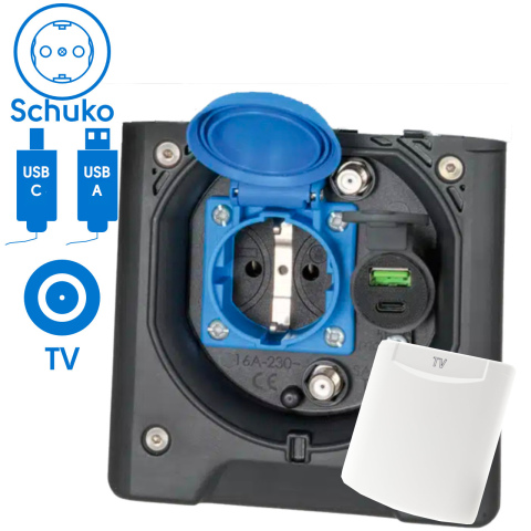 BBAtechniek artnr. 45183 - Voortent aansluiting CEE 230V / TV / USB-A/C (1x)