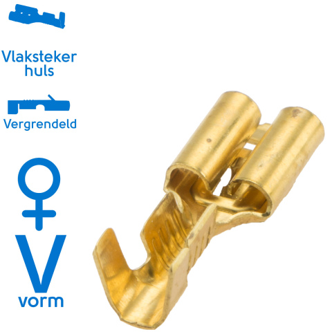 Vlakstekerhuls messing 6.3 1.5-2.5mm² (100x)