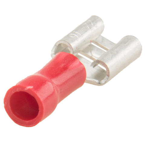 BBAtechniek artnr. 11337 - Vlakstekerhuls 6.3x0.8mm rood (100x)