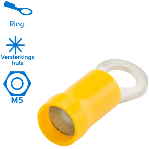 Kabelschoen ring M5 Ø5.3mm* geel (100x)