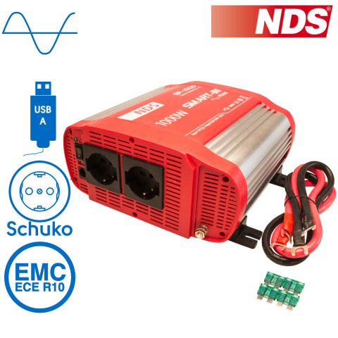 BBAtechniek artnr. 57006 - NDS SP-1000 inverter 12V 1000W USB-uitgang (1x)