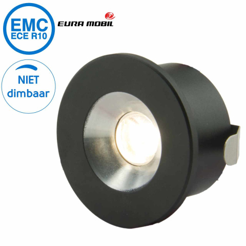 BBAtechniek artnr. 65579 - Cagliari LED inbouwspot 12V 1.47W zwart (1x)